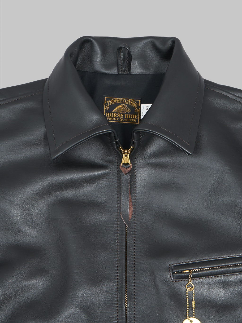 Trophy Clothing Humming Bird Horsehide leather Jacket Black  collar