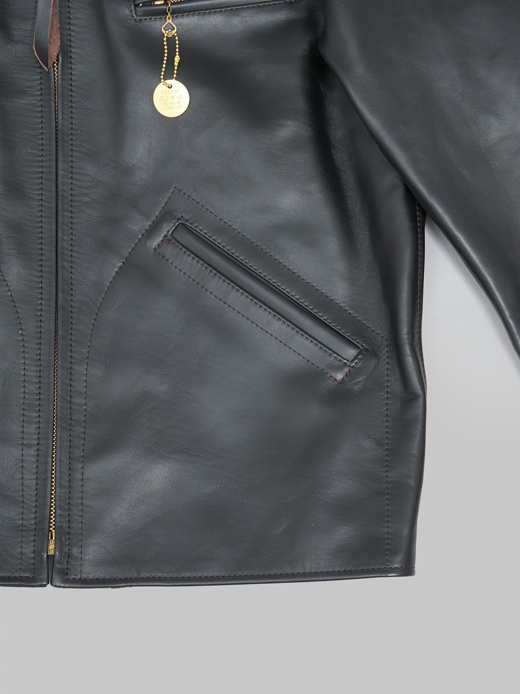 Trophy Clothing Humming Bird Horsehide leather Jacket Black  pocket closeup