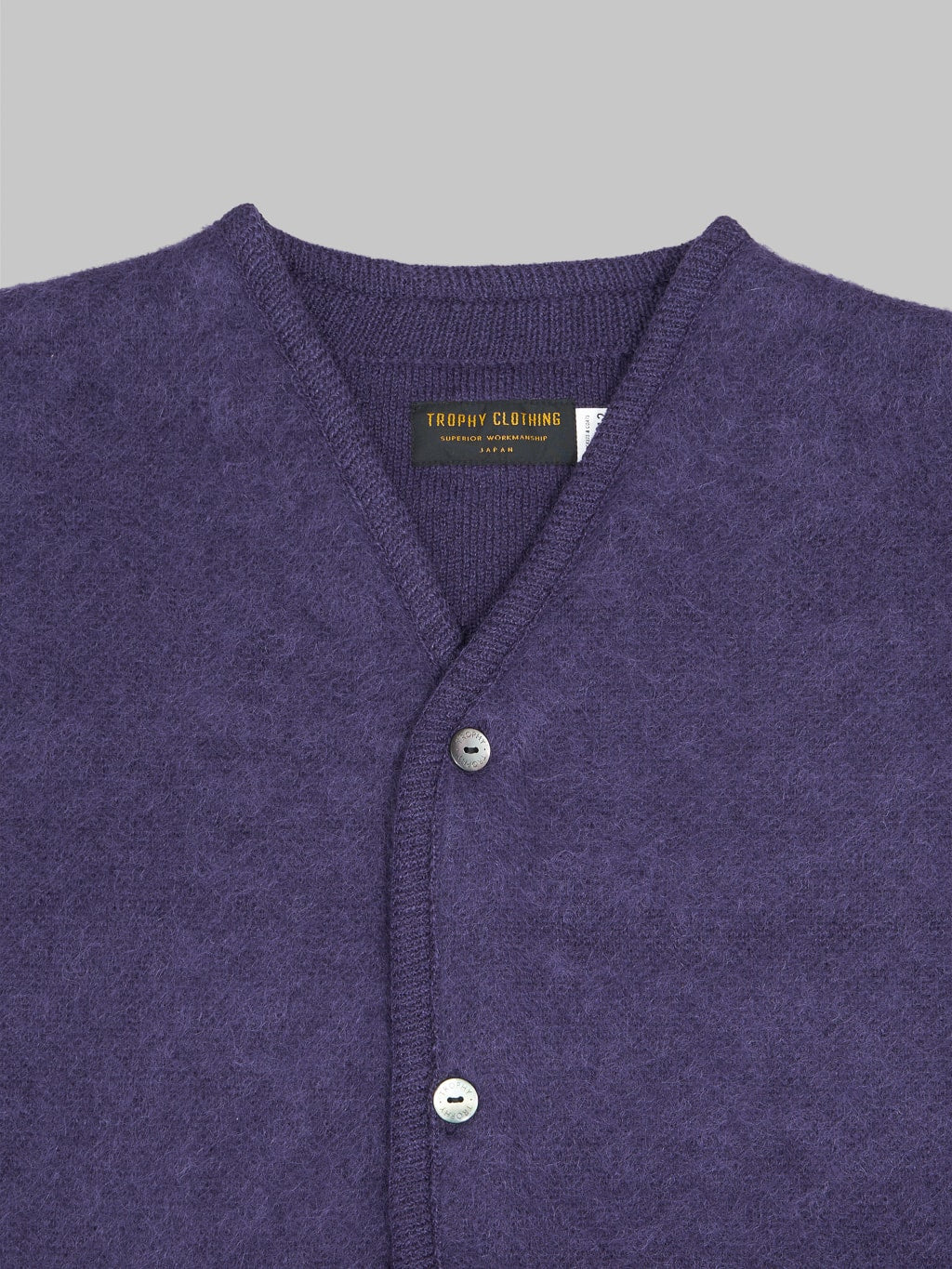 Trophy Clothing Mohair Knit Cardigan Dark Purple chest buttons