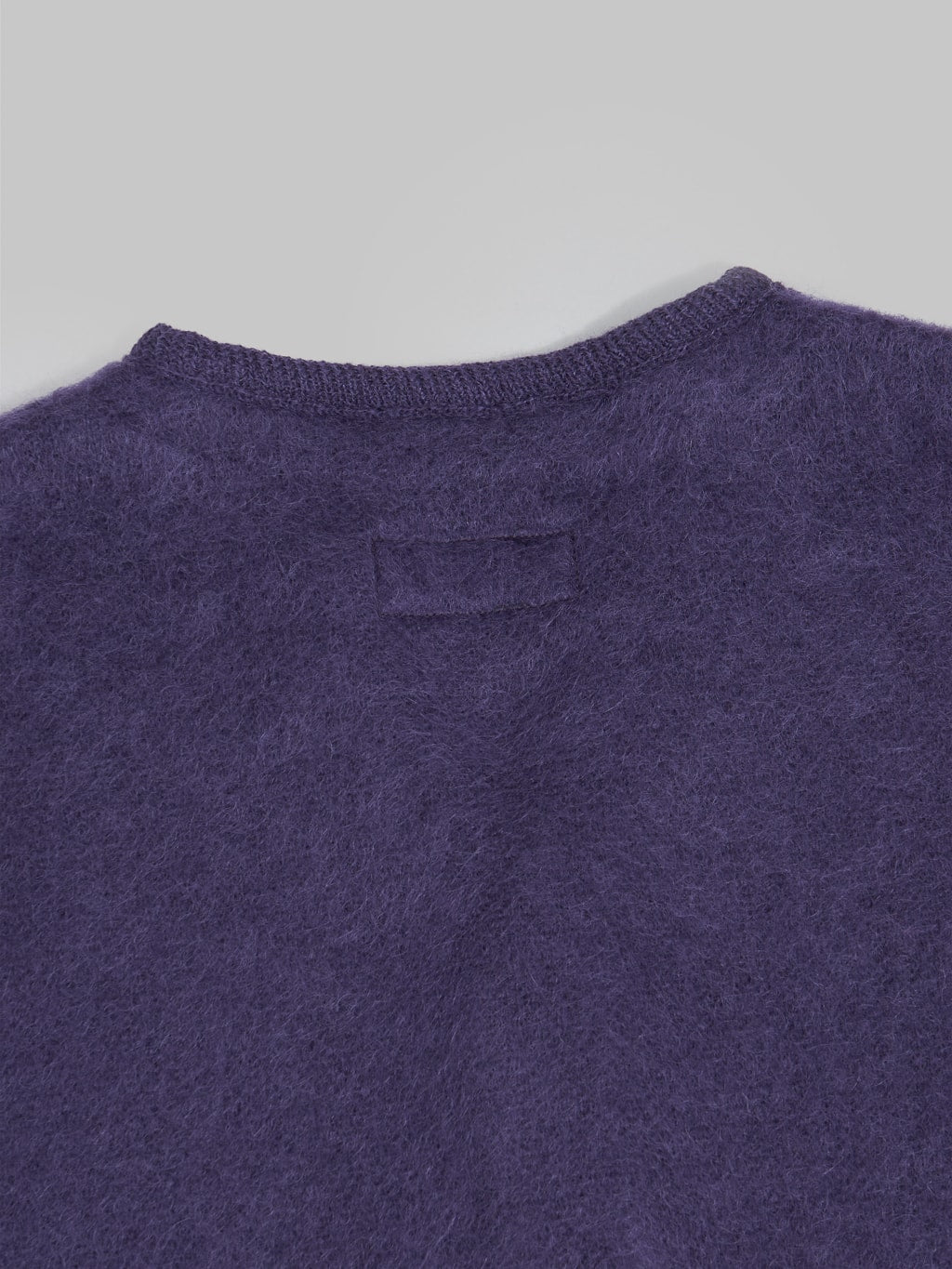 Trophy Clothing Mohair Knit Cardigan Dark Purple collar stitching