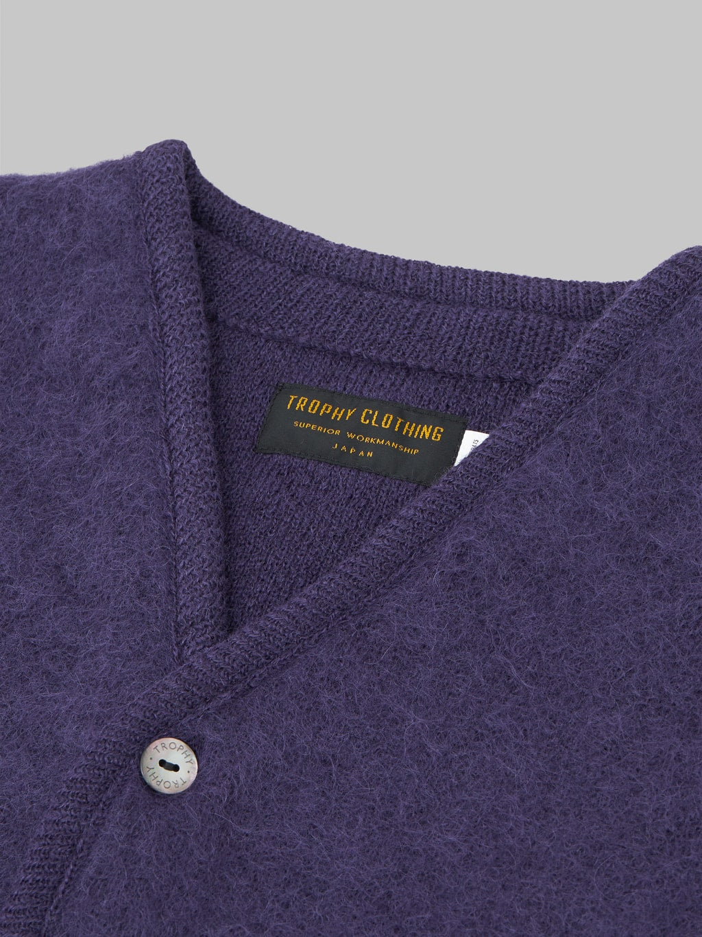 Trophy Clothing Mohair Knit Cardigan Dark Purple collar