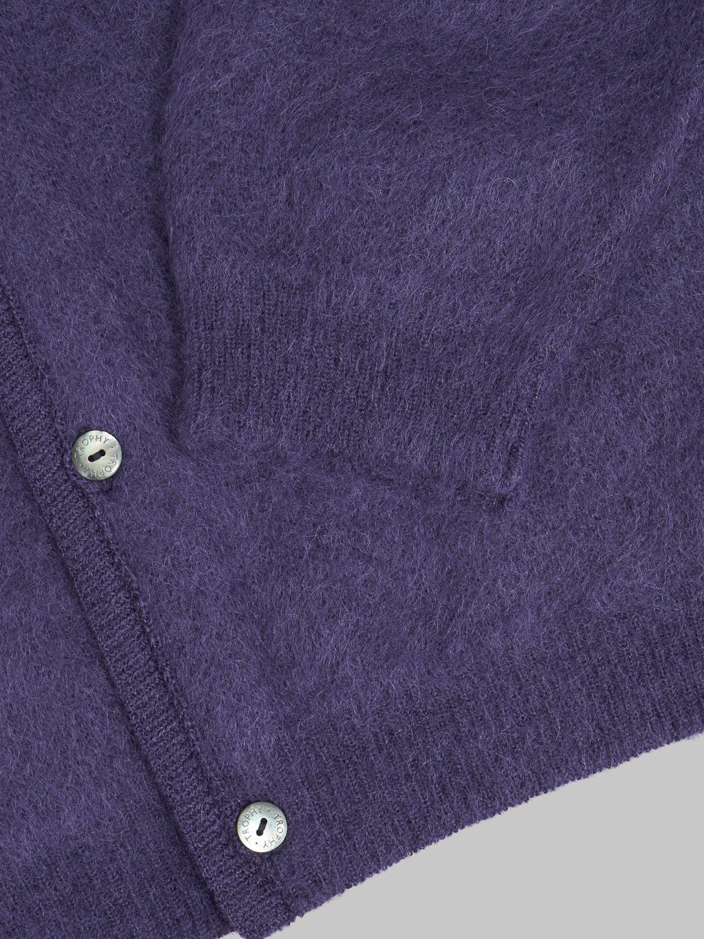 Trophy Clothing Mohair Knit Cardigan Dark Purple cuff