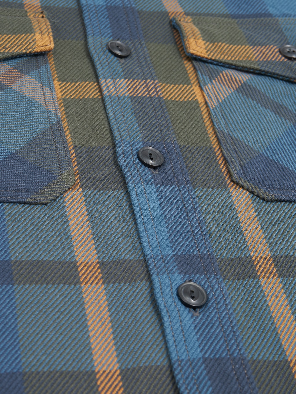 UES Extra Heavy Flannel Shirt Blue buttons
