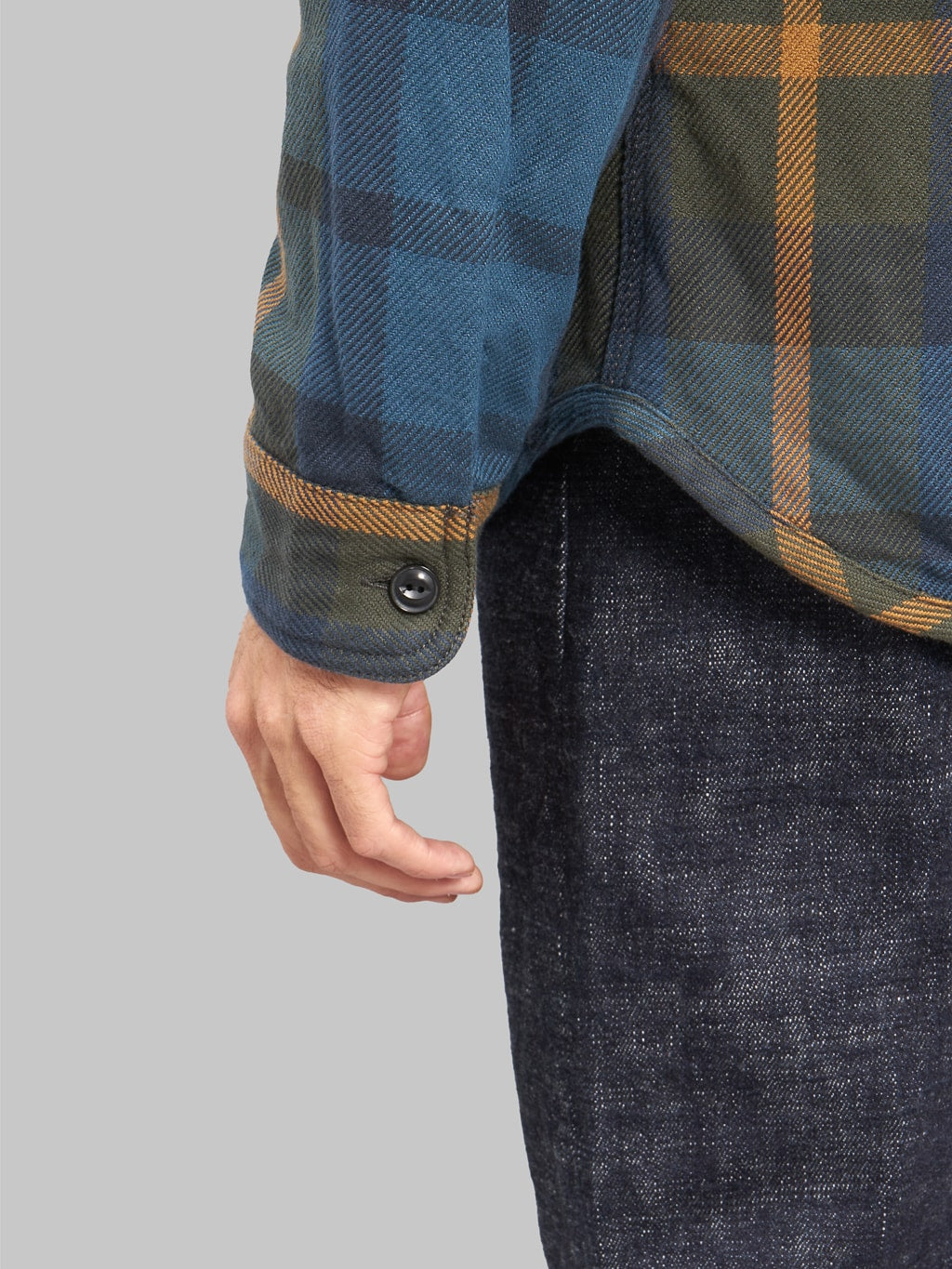 UES Extra Heavy Flannel Shirt Blue details