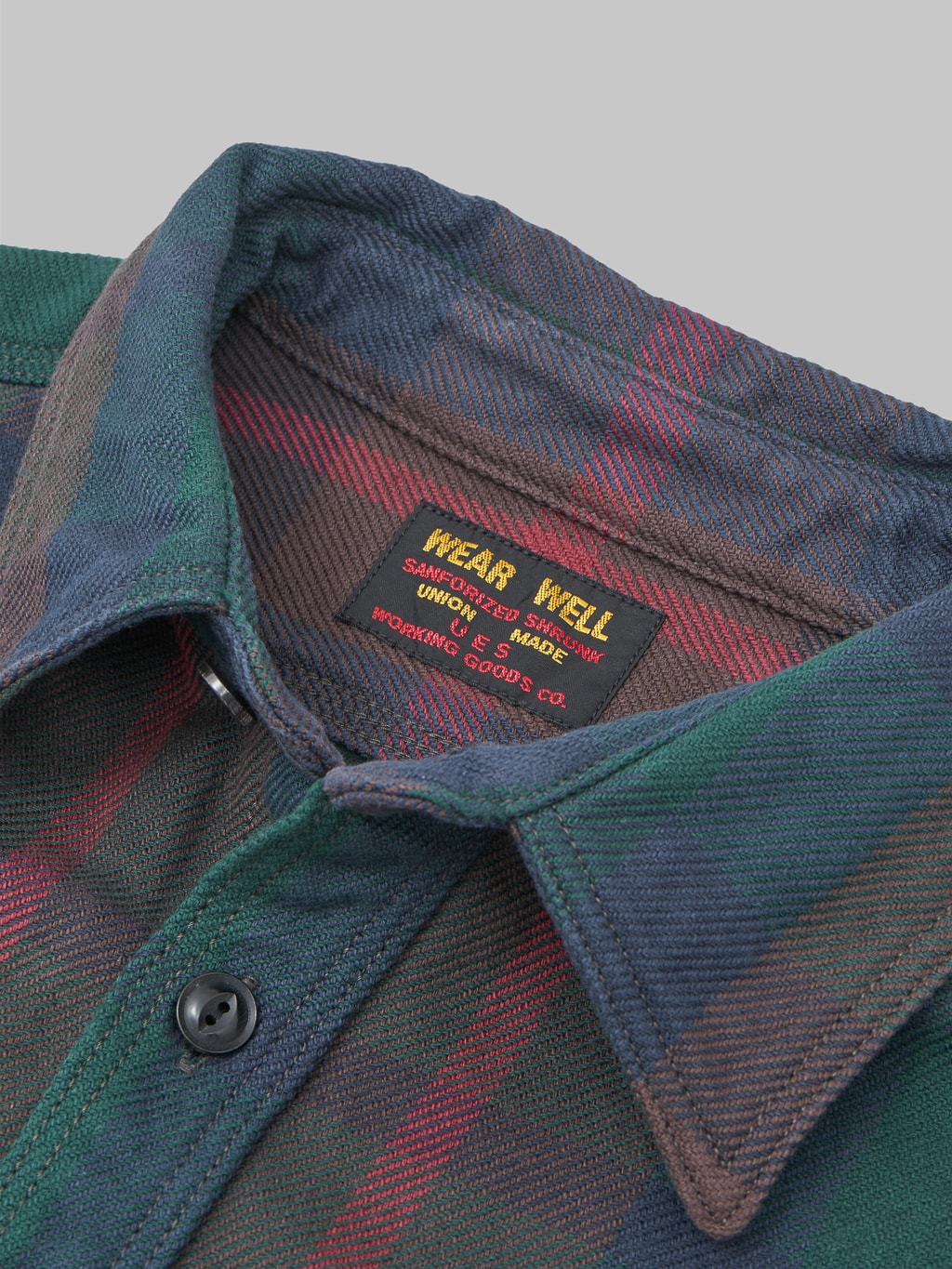 UES Extra Heavy Flannel Shirt green interior tag