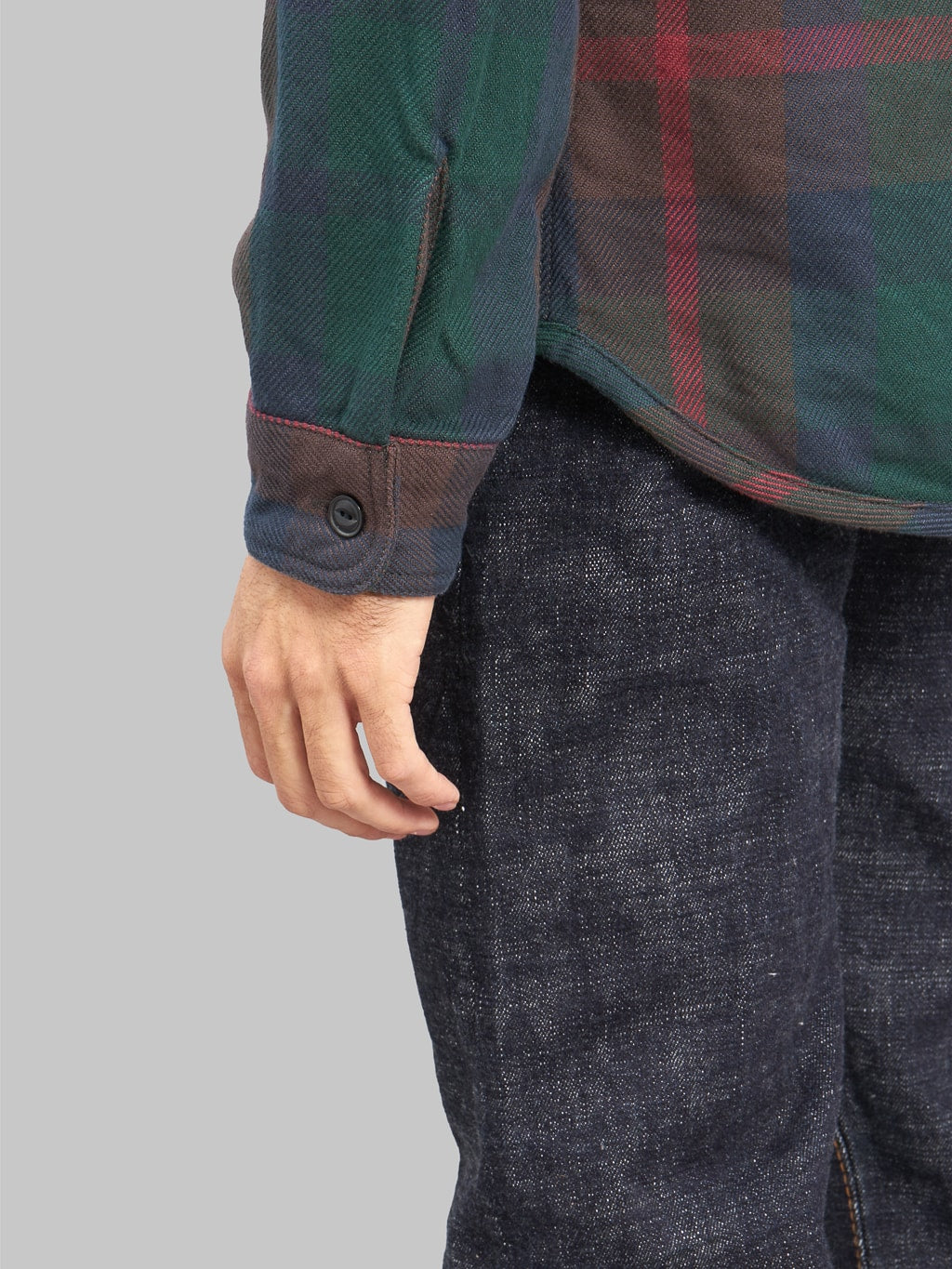 UES Extra Heavy Flannel Shirt green details