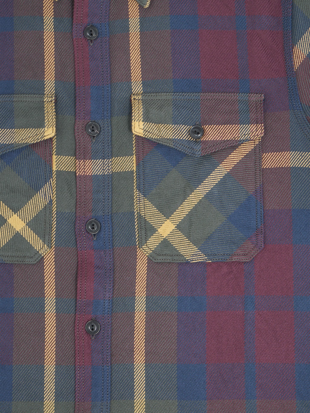 UES Extra Heavy Flannel Shirt wine pockets closeup