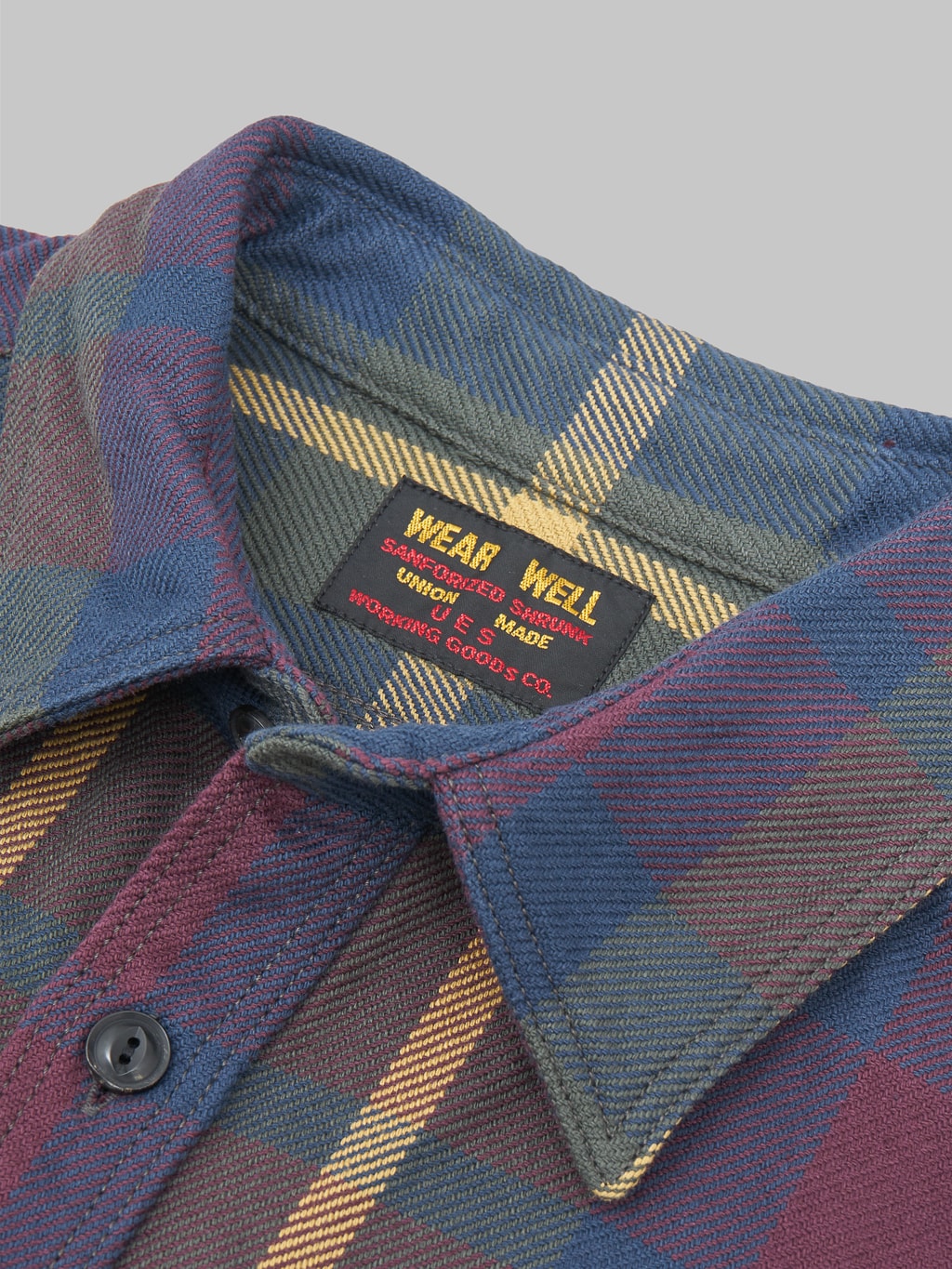 UES Extra Heavy Flannel Shirt wine interior tag