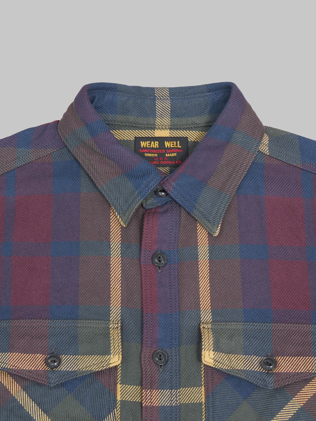 UES Extra Heavy Flannel Shirt wine collar