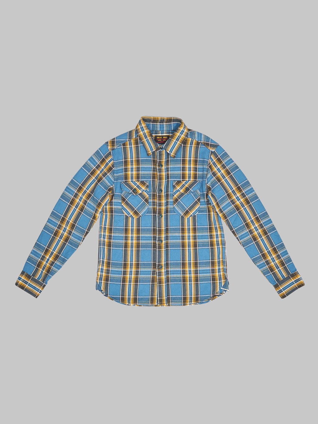 UES Heavy Flannel Shirt Blue model front look