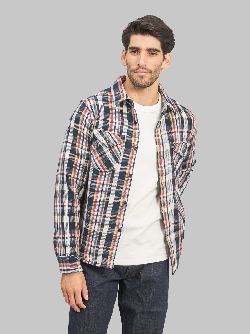 UES Heavy Flannel Shirt Light Navy