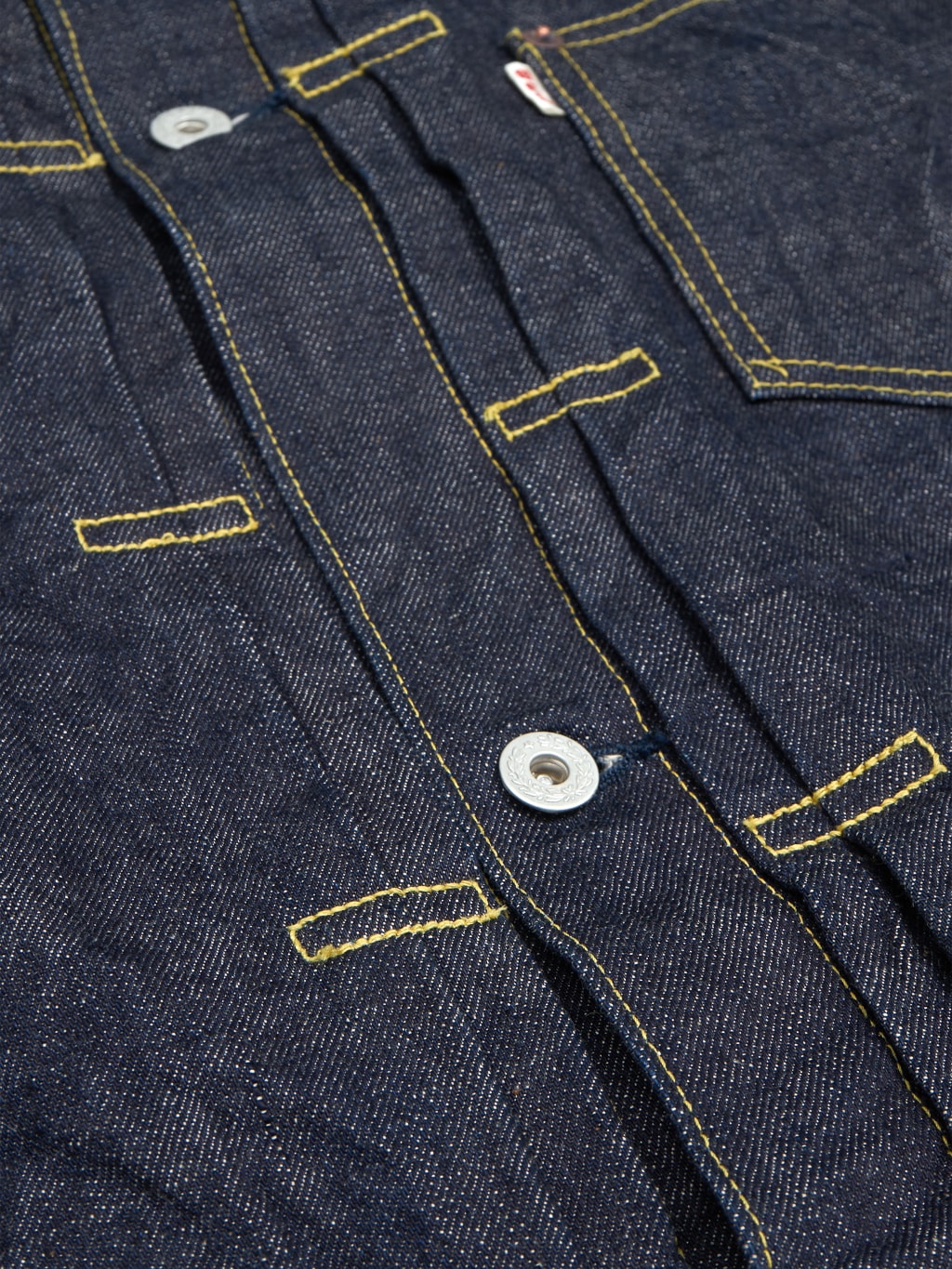 UES Post World War Denim Jacket one pocket buttons laurel detail