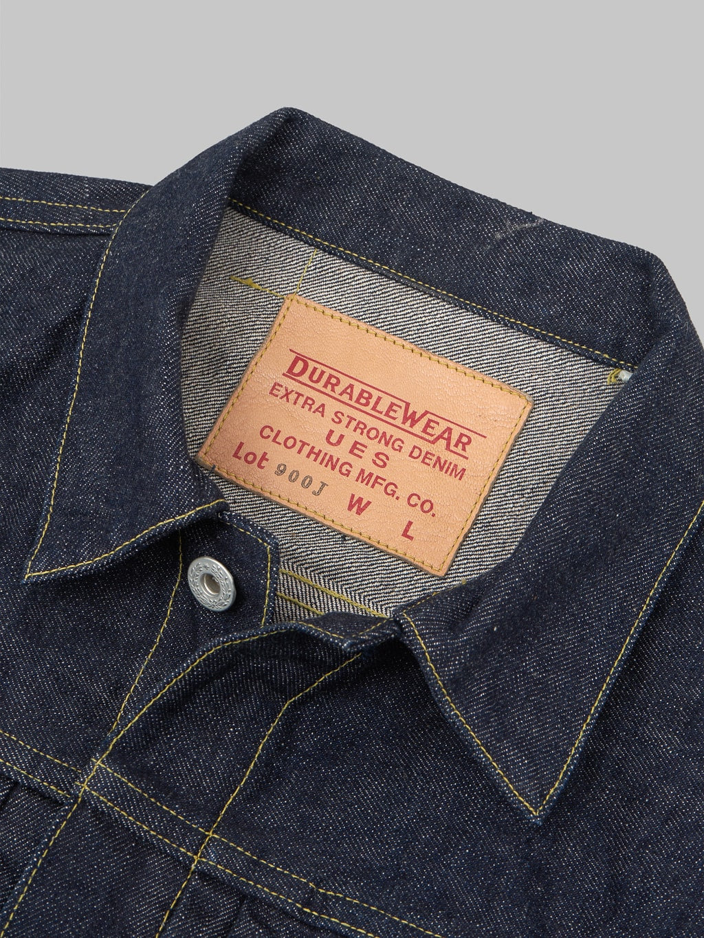 UES Post World War Denim Jacket one pocket interior leather patch