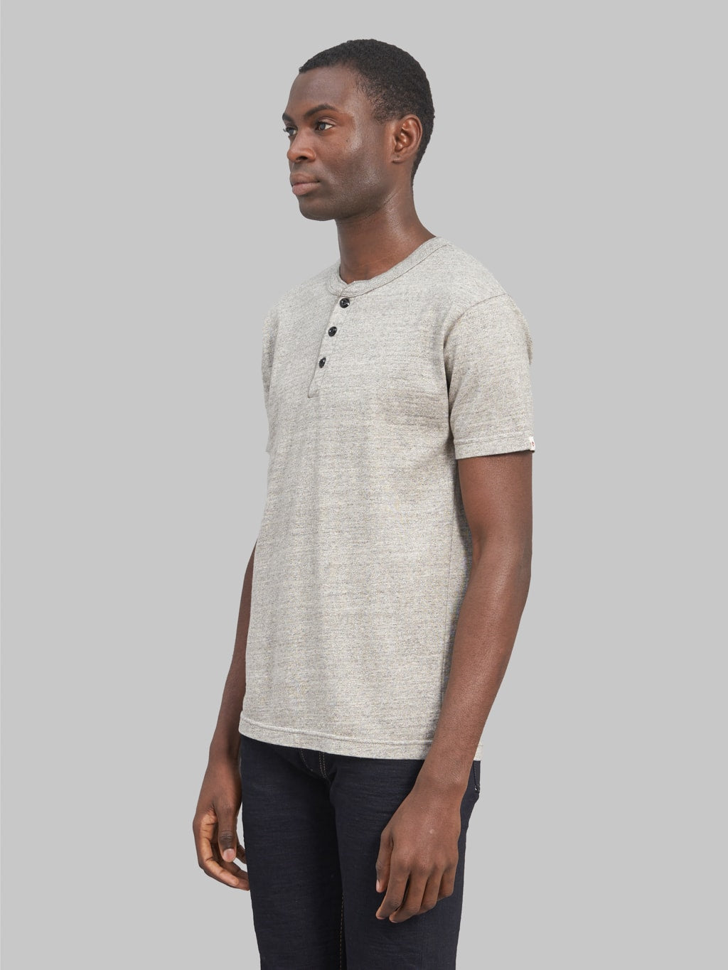 UES Ramayana Henley Neck TShirt grey  model side fit