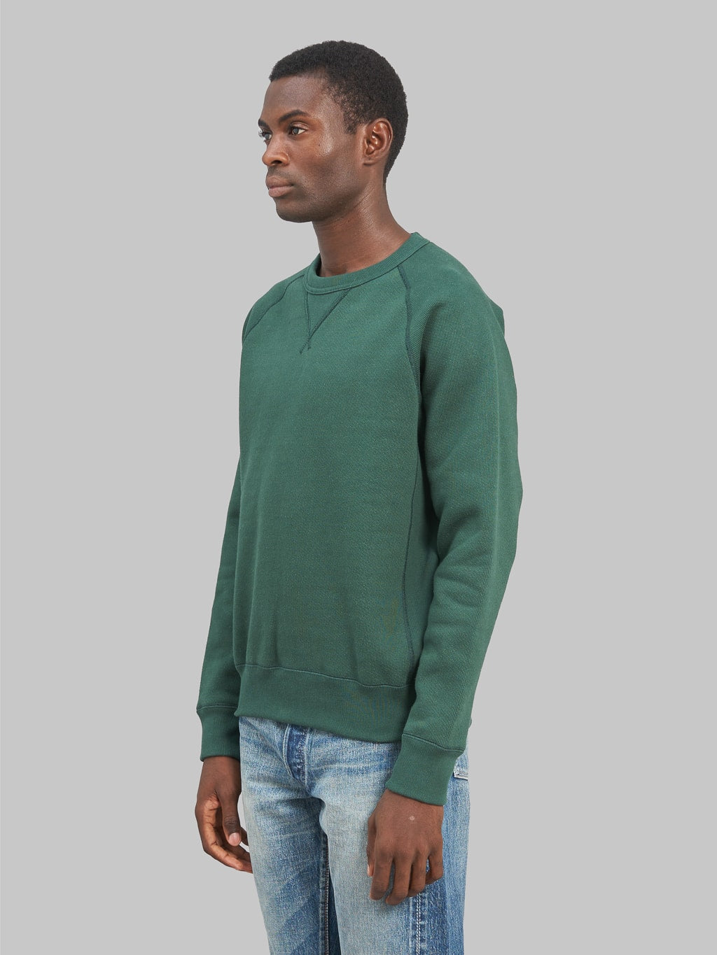 Wonder Looper Pullover Crewneck Double Heavyweight French Terry green side view