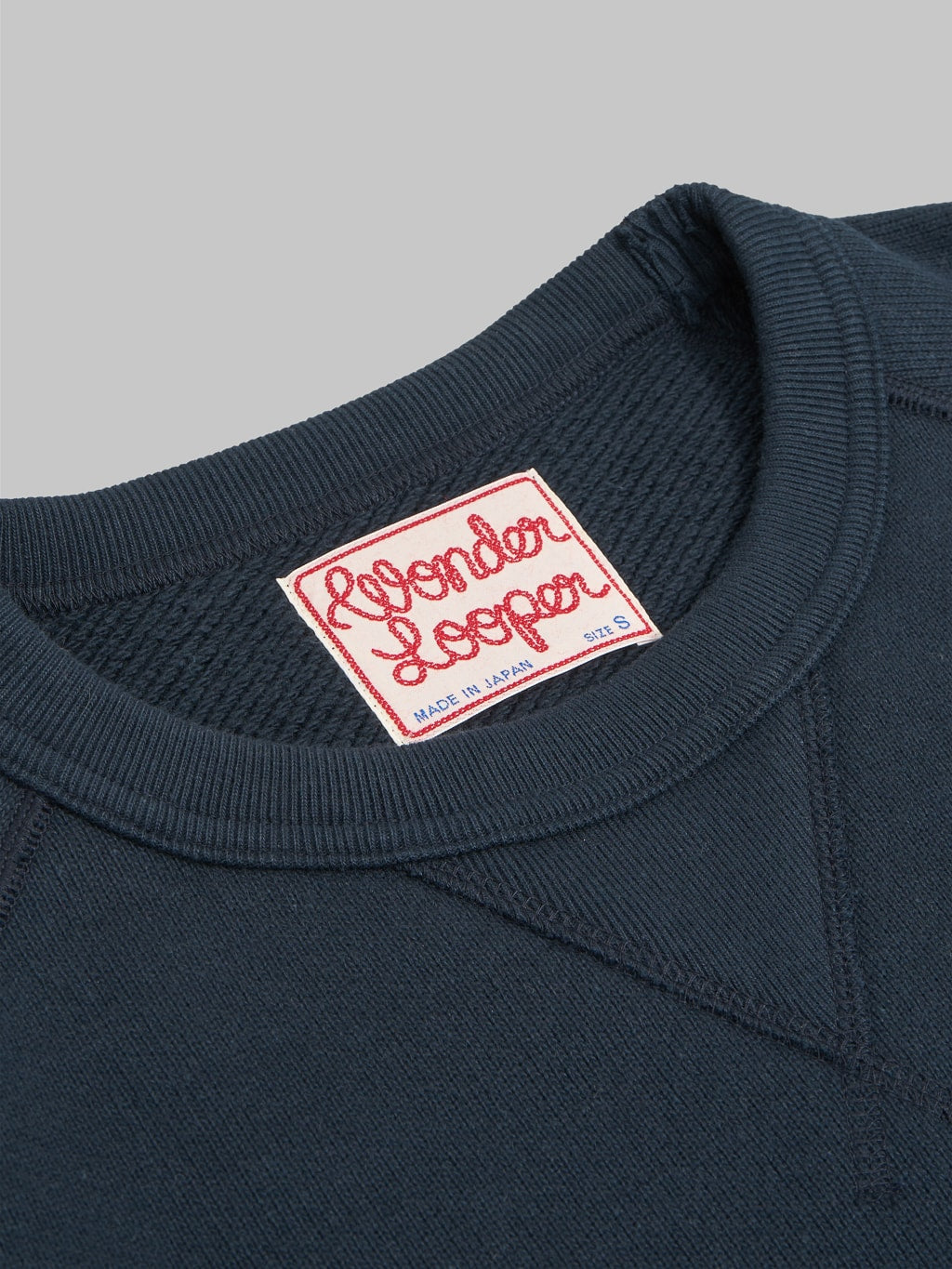 Wonder Looper Pullover Crewneck Double Heavyweight French Terry navy interior label
