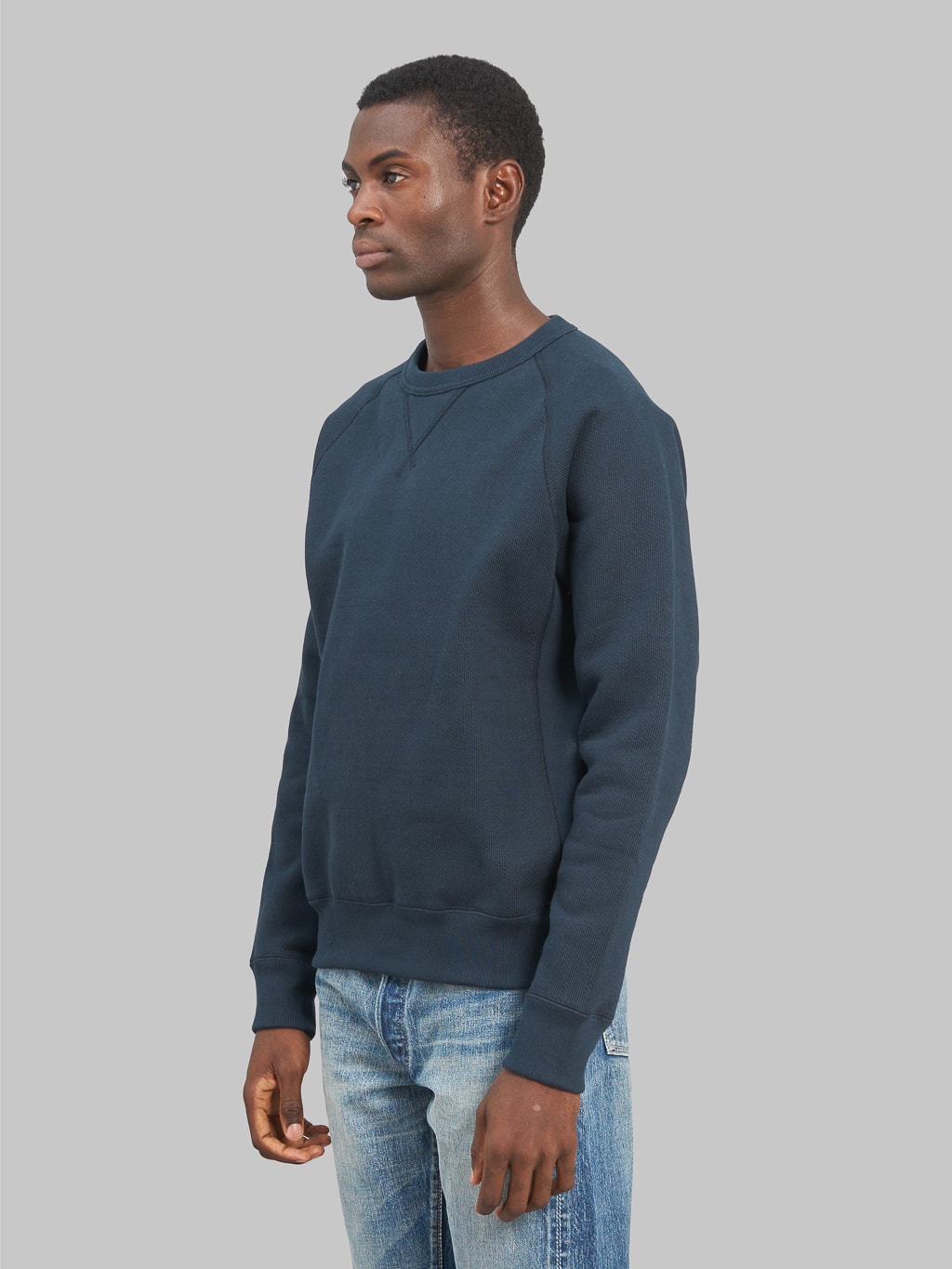 Wonder Looper Pullover Crewneck Double Heavyweight French Terry navy side look