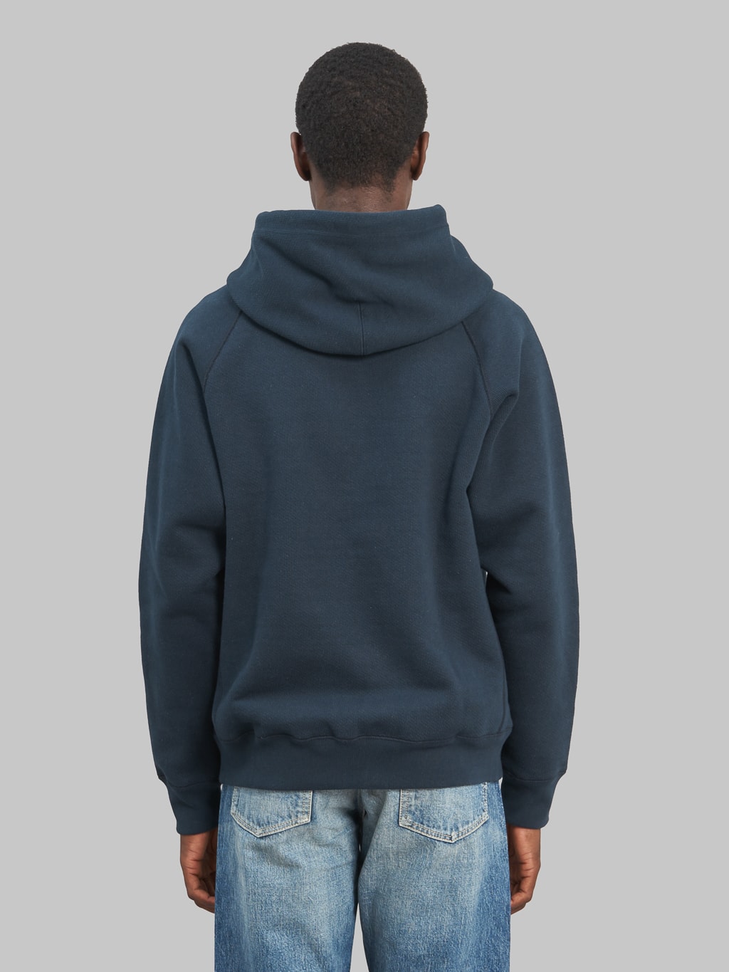Wonder Looper Pullover Hoodie Double Heavyweight French Terry navy athletic back look