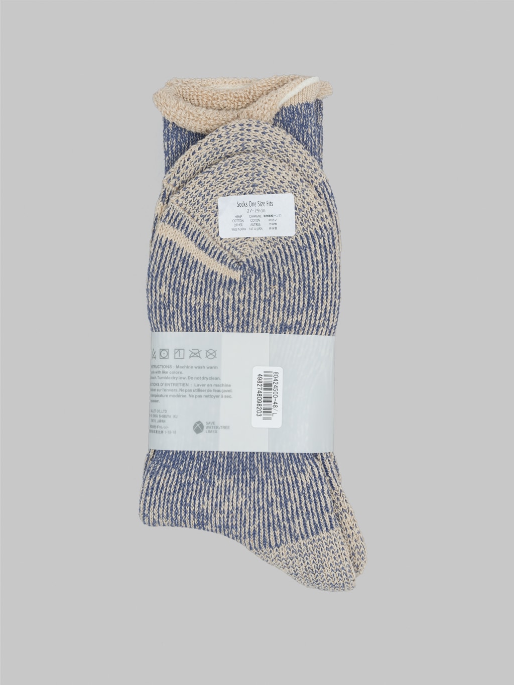 anonymous ism hemp thich pile crew socks navy melange care label