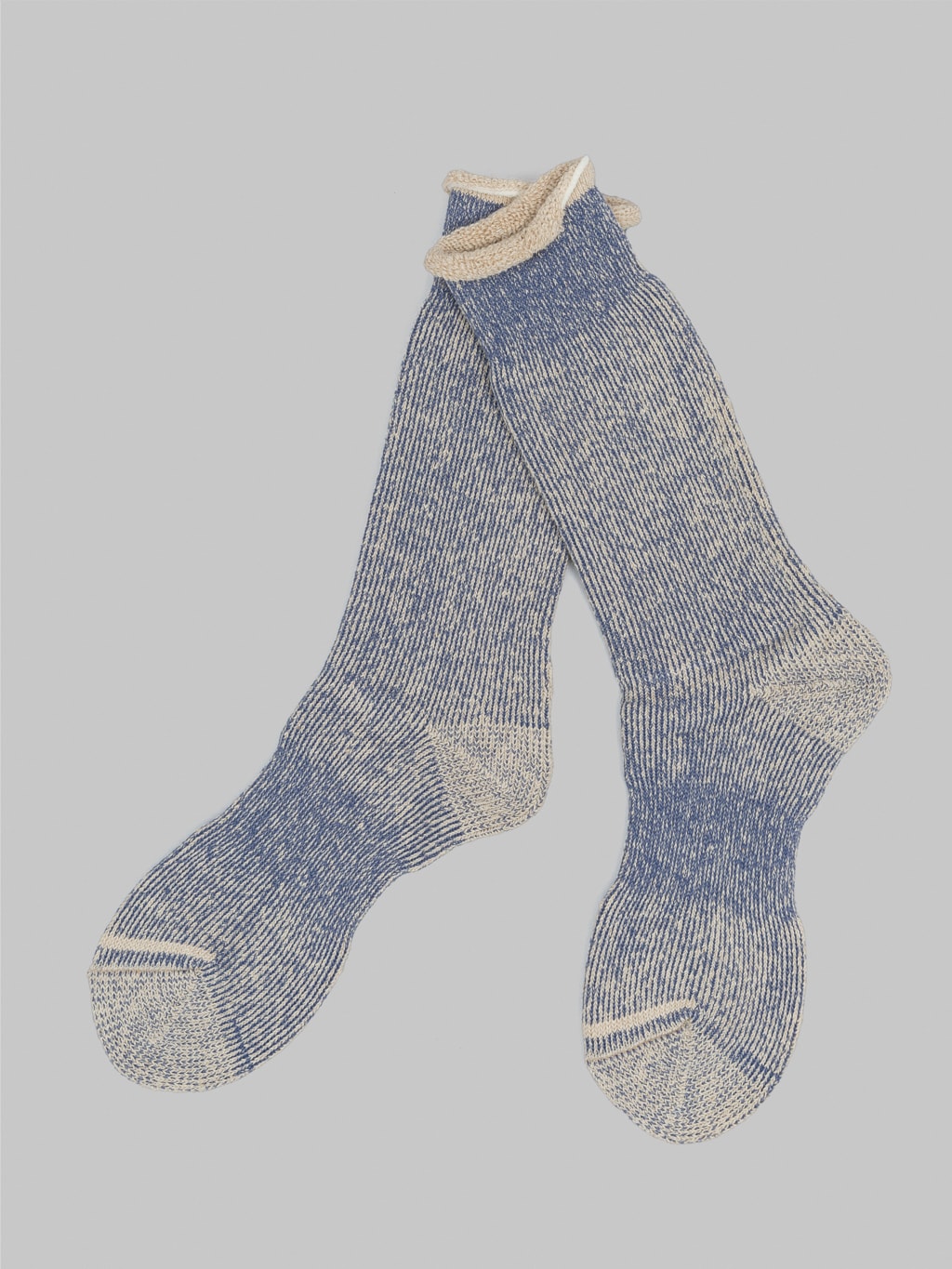 anonymous ism hemp thich pile crew socks navy melange texture