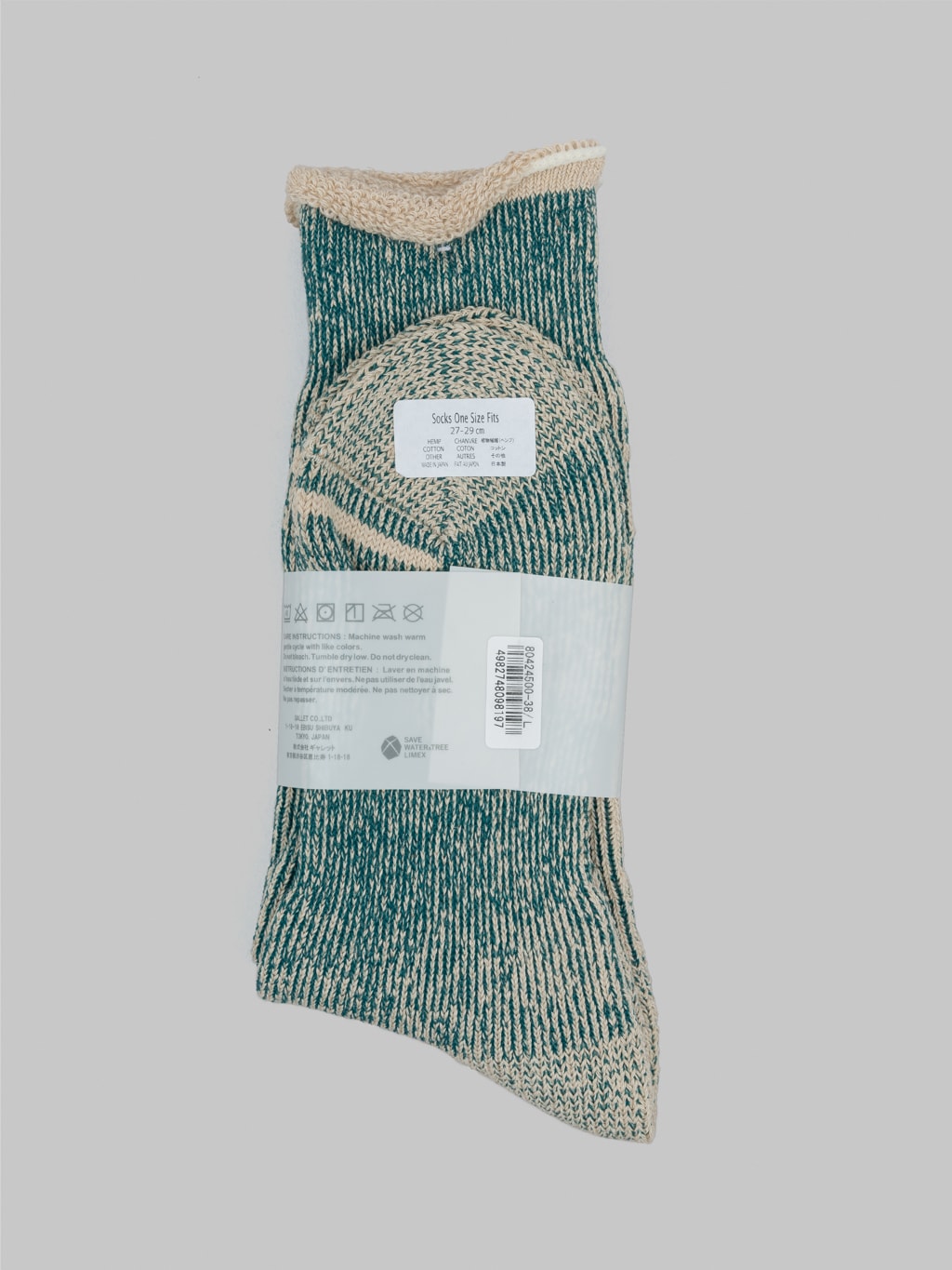 anonymous ism hemp thich pile crew socks viridian care label