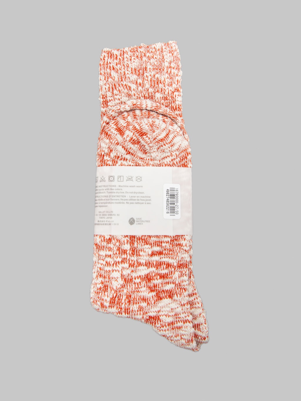 Anonymous Ism Light Weight Slub Crew Socks Teracotta