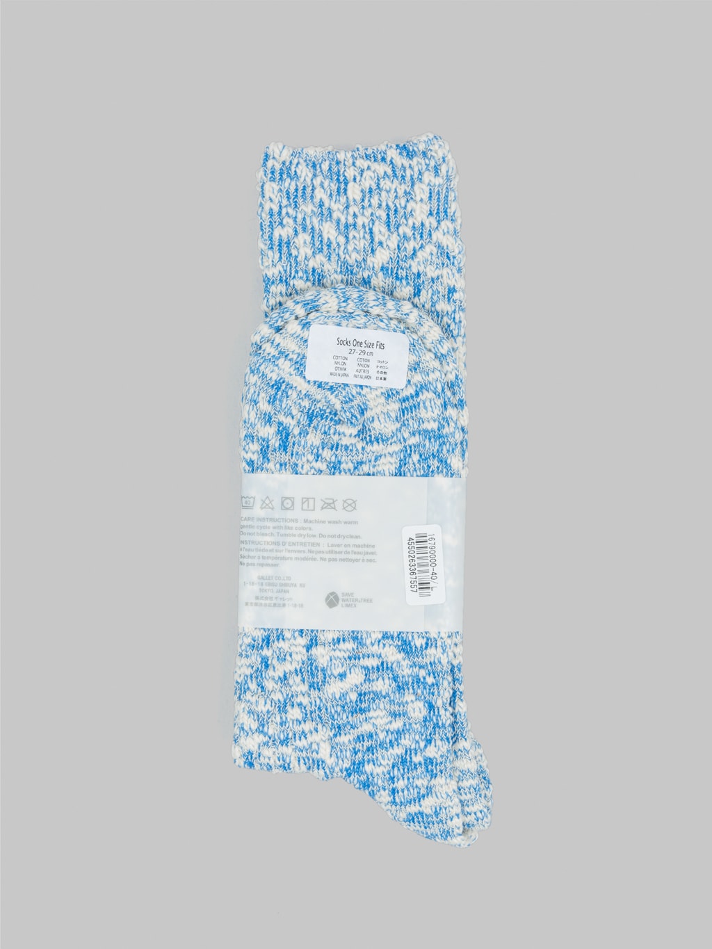 anonymous ism light weight slub crew socks blue care label