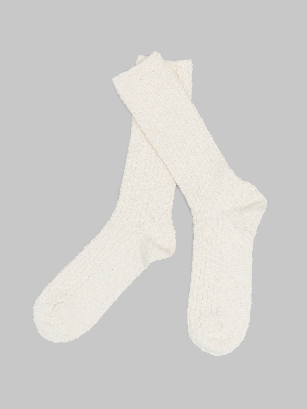 anonymous ism light weight slub crew socks ivory texture