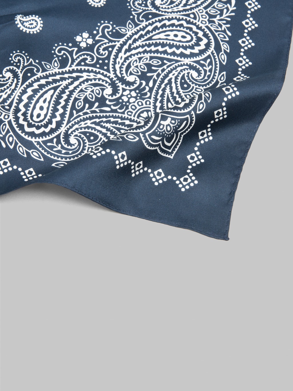 anonymous ism paisley and dots silk bandana navy closeup