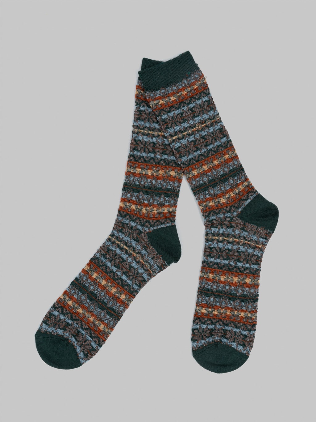 anonymous ism reverse fairisle jq crew socks moss texture