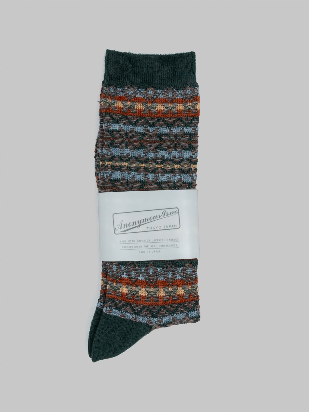 anonymous ism reverse fairisle jq crew socks moss