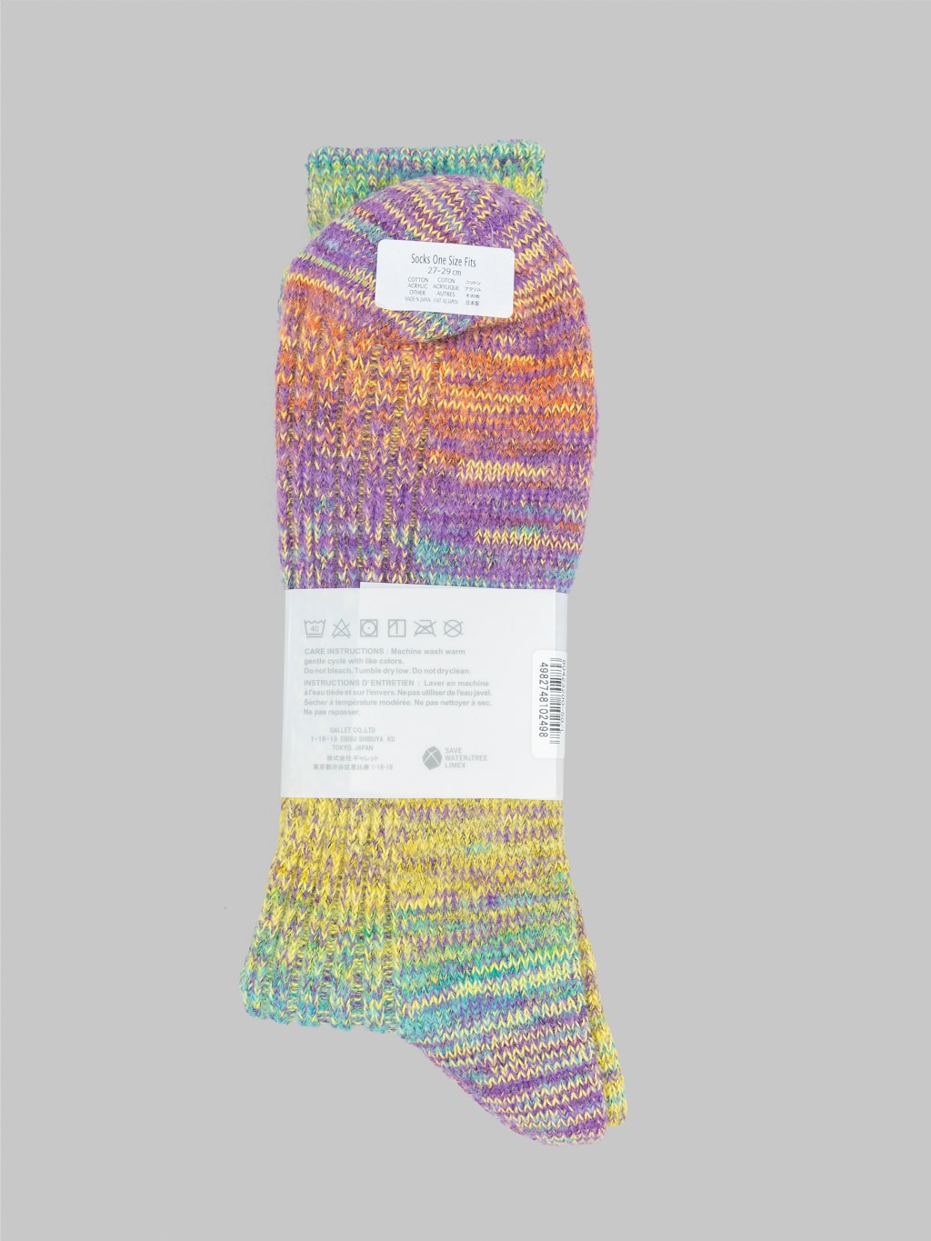 anonymous ism splash pattern crew socks purple care label