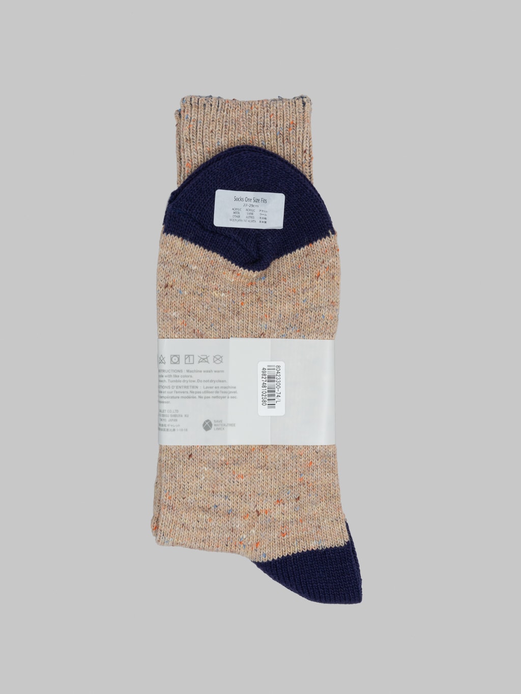 anonymous ism tweed nep crew socks beige care label