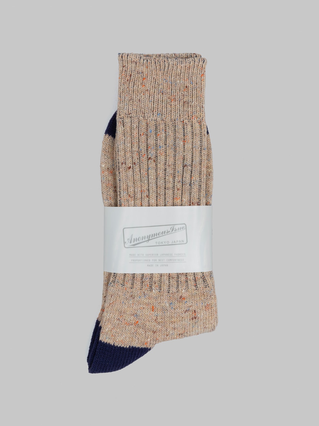 anonymous ism tweed nep crew socks beige