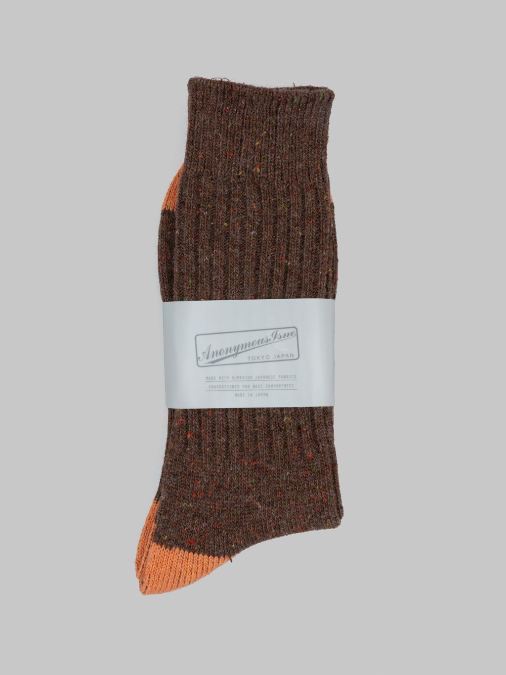 anonymous ism tweed nep crew socks brown