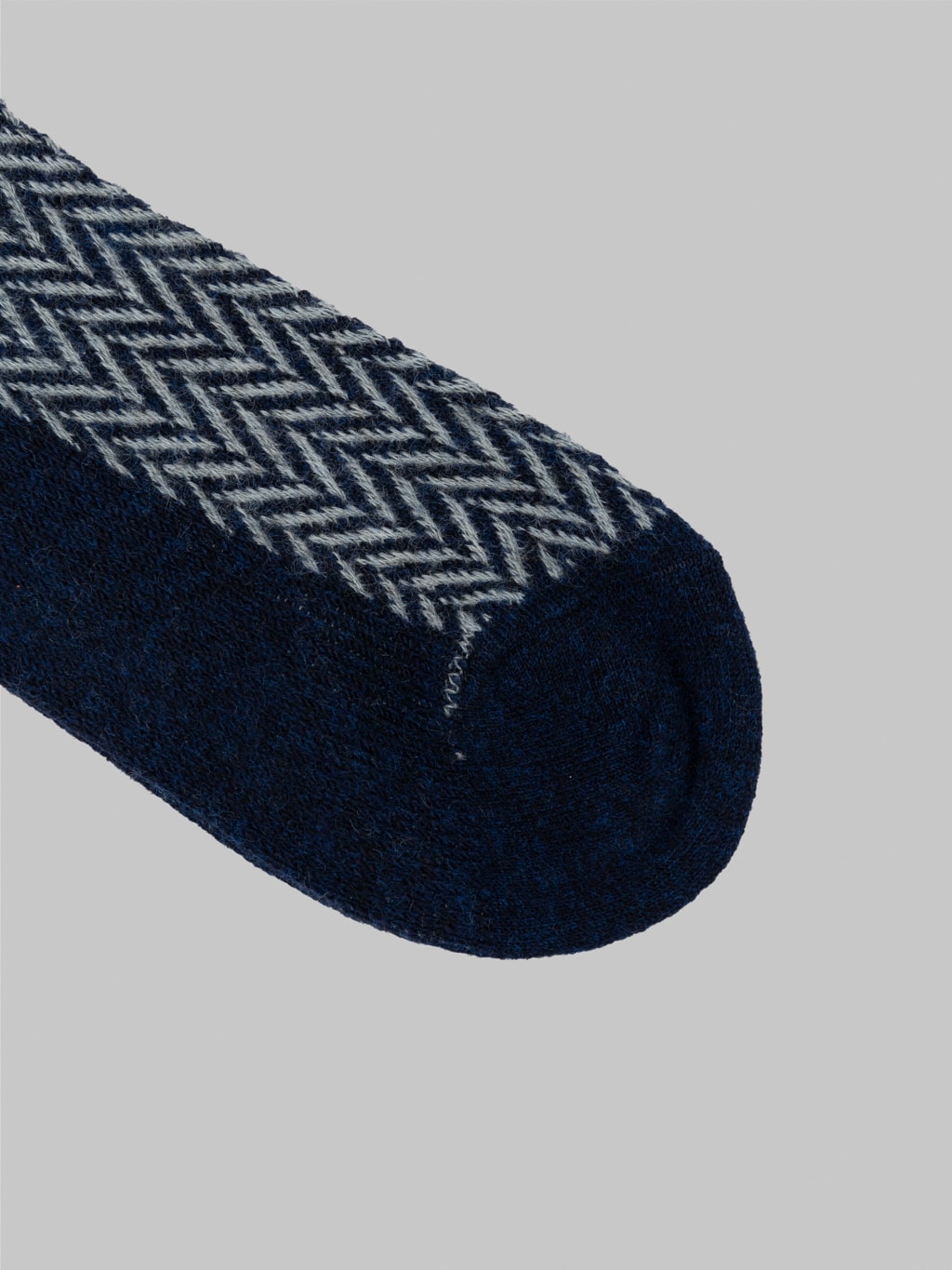 anonymous ism wool herringbone crew socks indigo toe