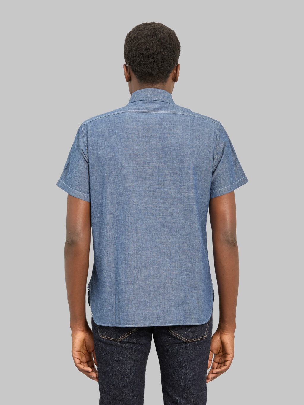 Buzz Rickson's BR35856 Chambray Short Sleeve Work Shirt Blue