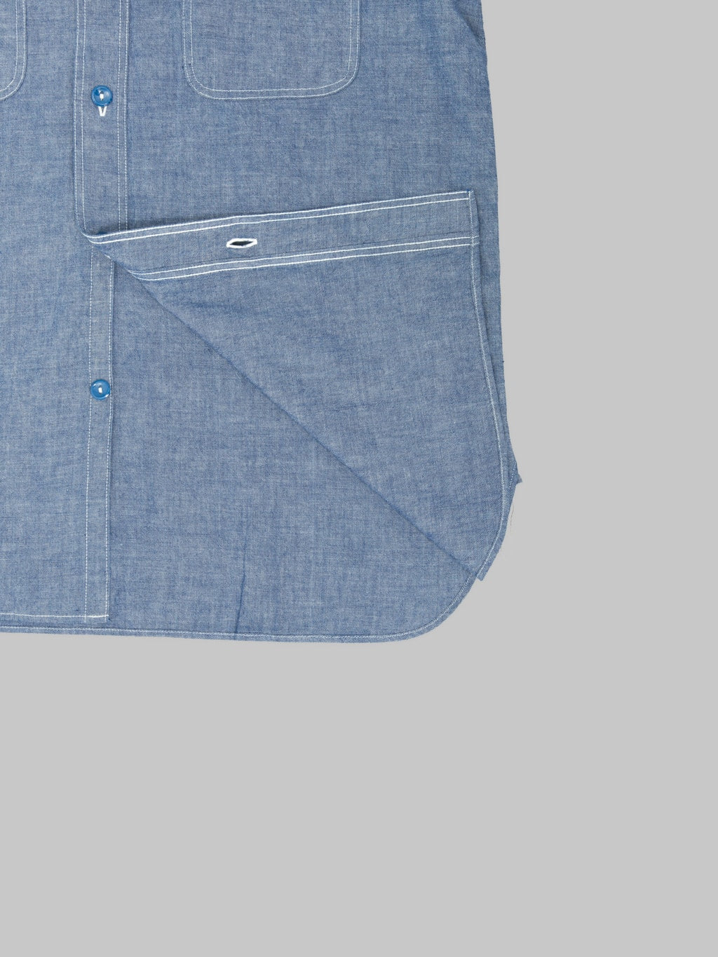 Buzz Rickson's BR35856 Chambray Short Sleeve Work Shirt Blue
