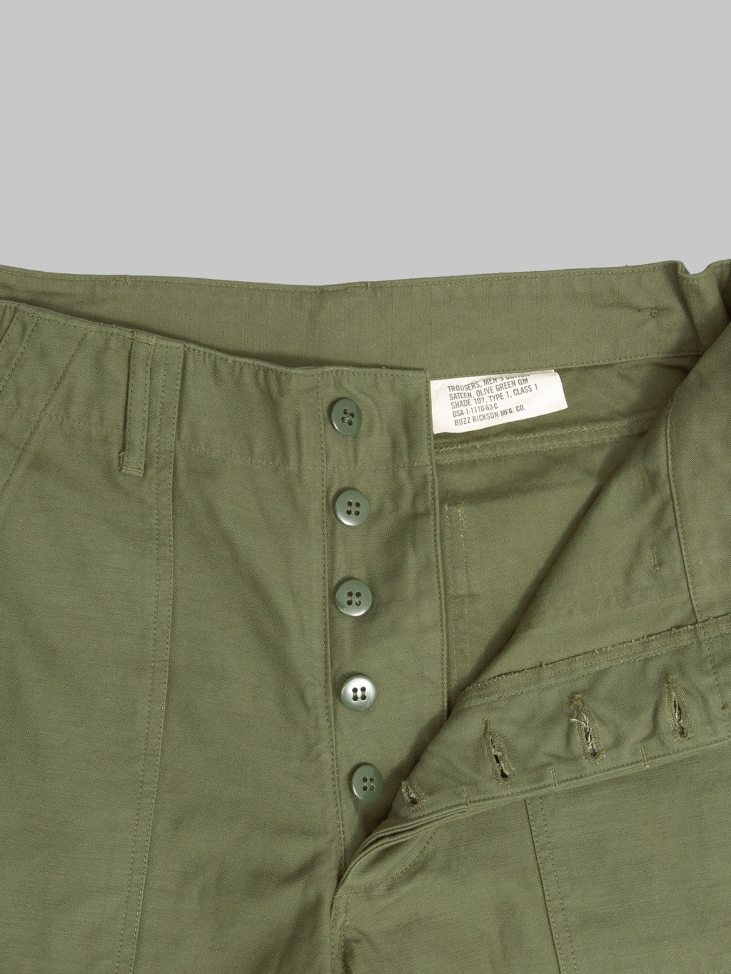 Buzz Rickson's BR51735 Cotton Sateen OG 107 Type I Class Shorts Olive