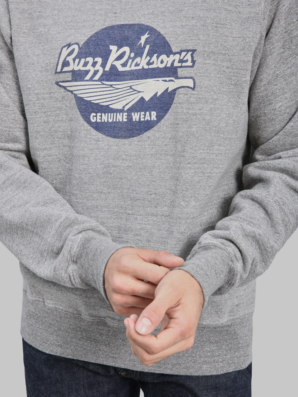Buzz Rickson's BR69507 Freedom Sleeve Sweatshirt Heather Grey - Redcast Heritage Co.