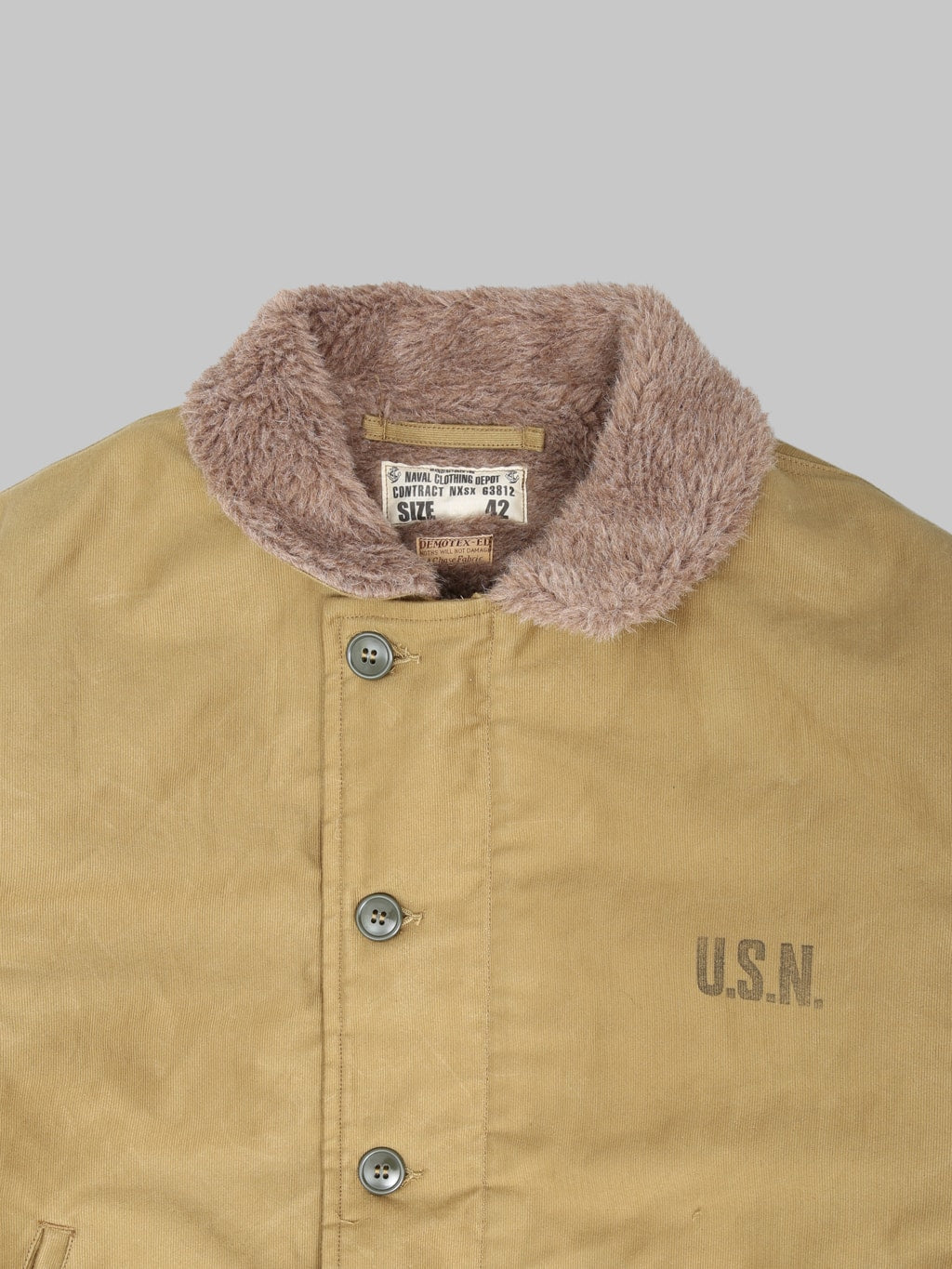 Buzz Rickson's BR15345 N-1 "Navy Department Demotex-Ed " Jacket Khaki - Redcast Heritage Co.