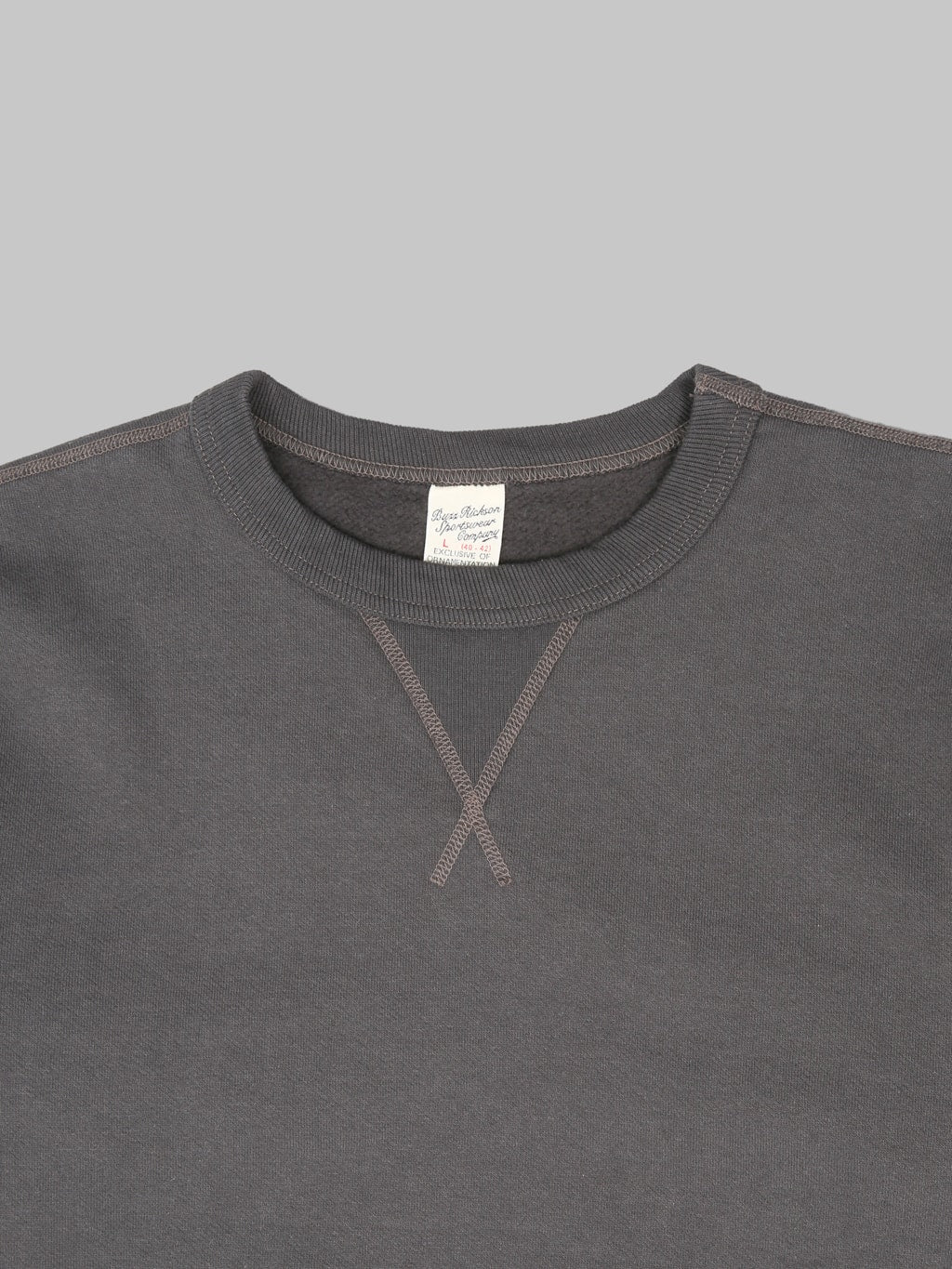 Buzz Ricksons BR65622 Set In Crewneck Sweatshirt Black  V chest