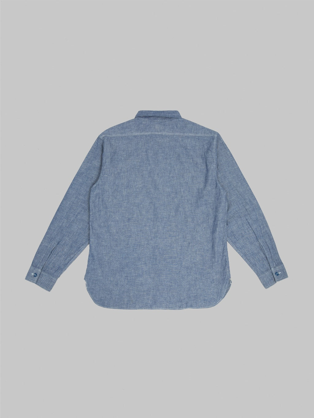 buzz ricksons blue chambray work shirt indigo relaxed back