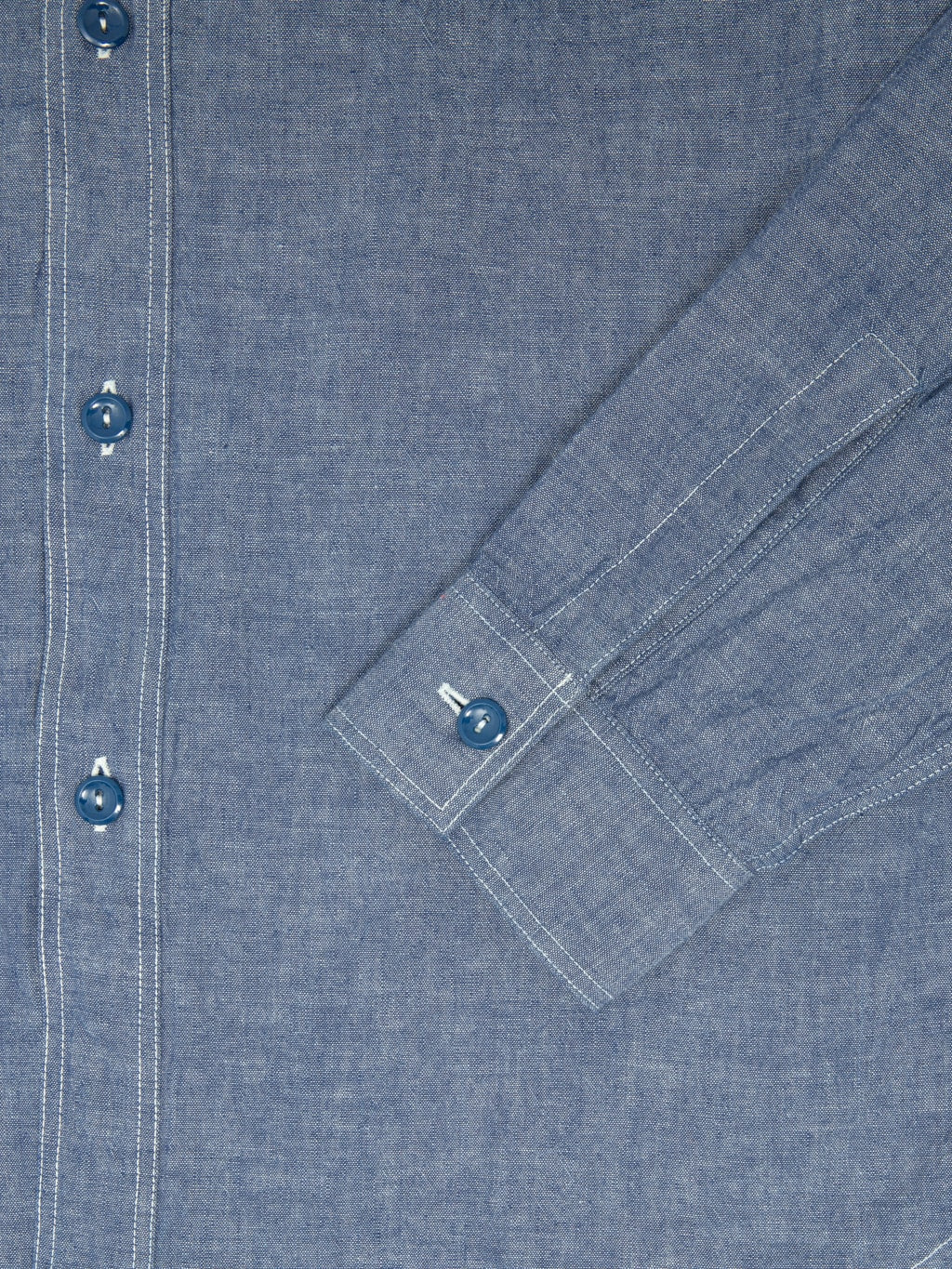 buzz ricksons blue chambray work shirt indigo cuff