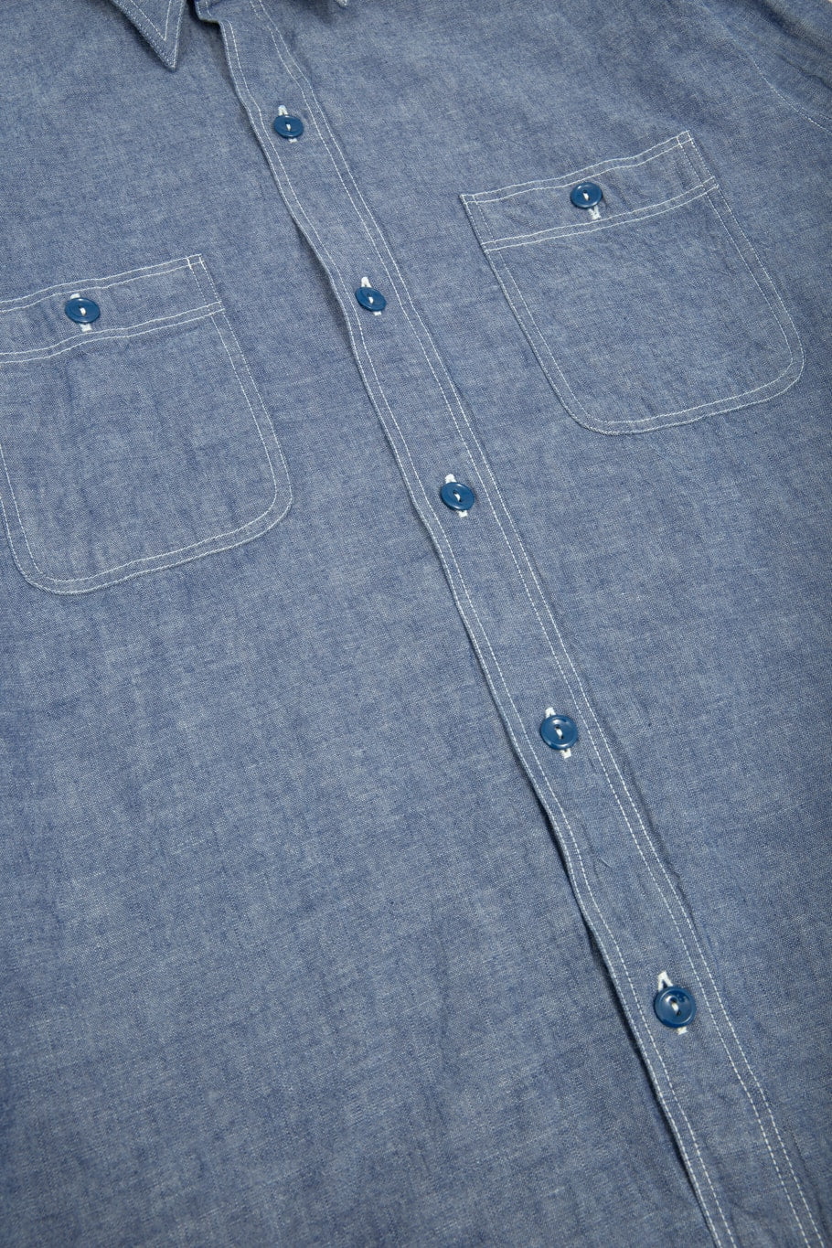buzz ricksons blue chambray work shirt indigo buttons