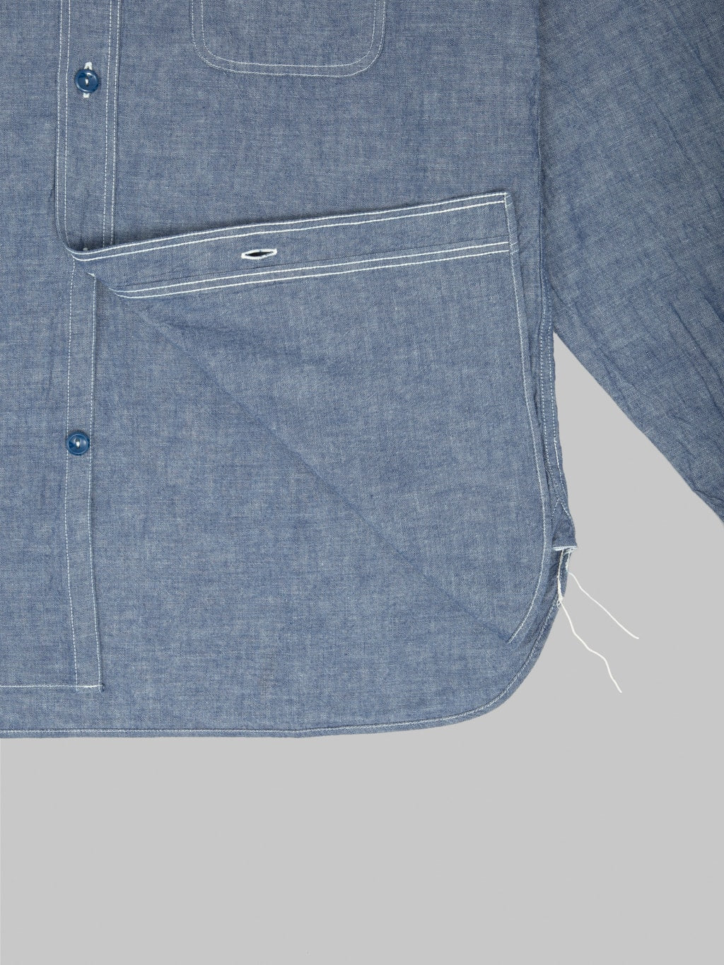 buzz ricksons blue chambray work shirt indigo weft