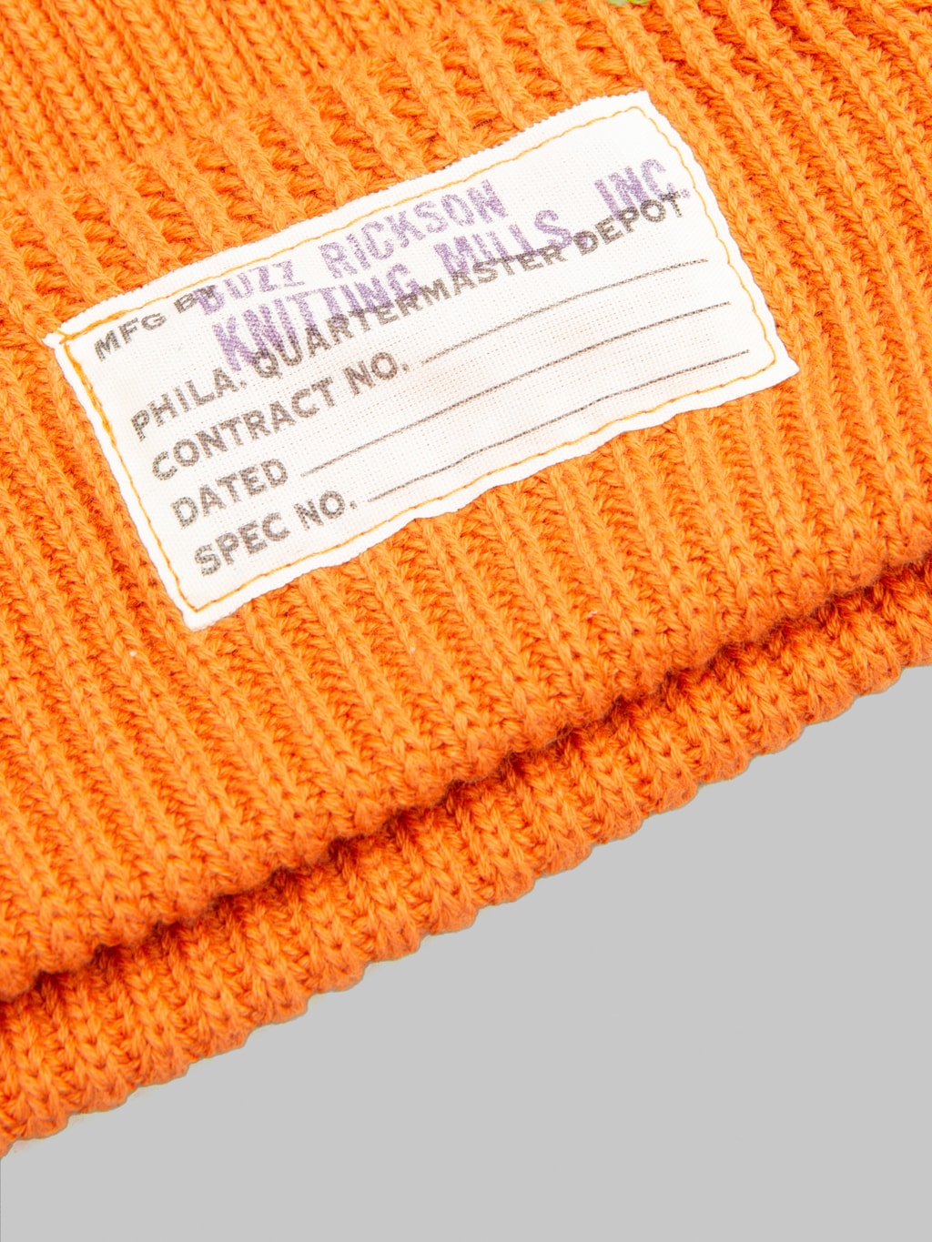 Buzz Ricksons BR02186 Cotton Watch Cap Orange tag
