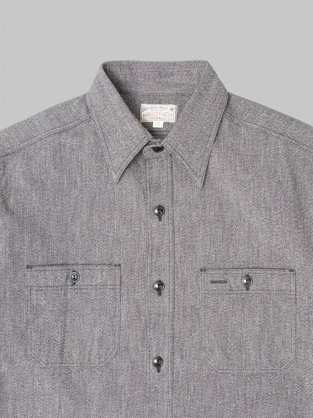 Buzz Ricksons BR26082 Cotton Covert Work Shirt Black chest