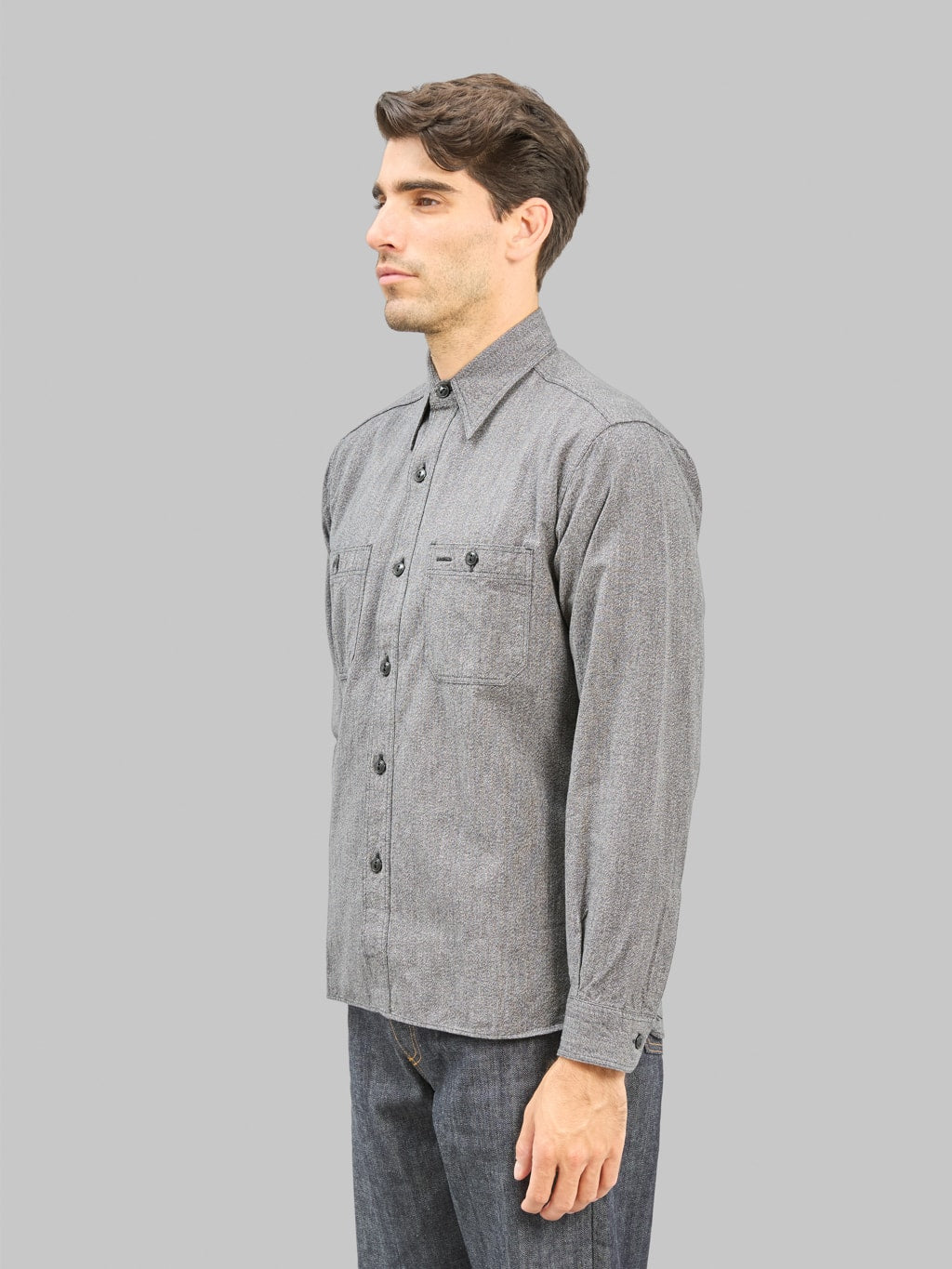 Buzz Ricksons BR26082 Cotton Covert Work Shirt Black side look