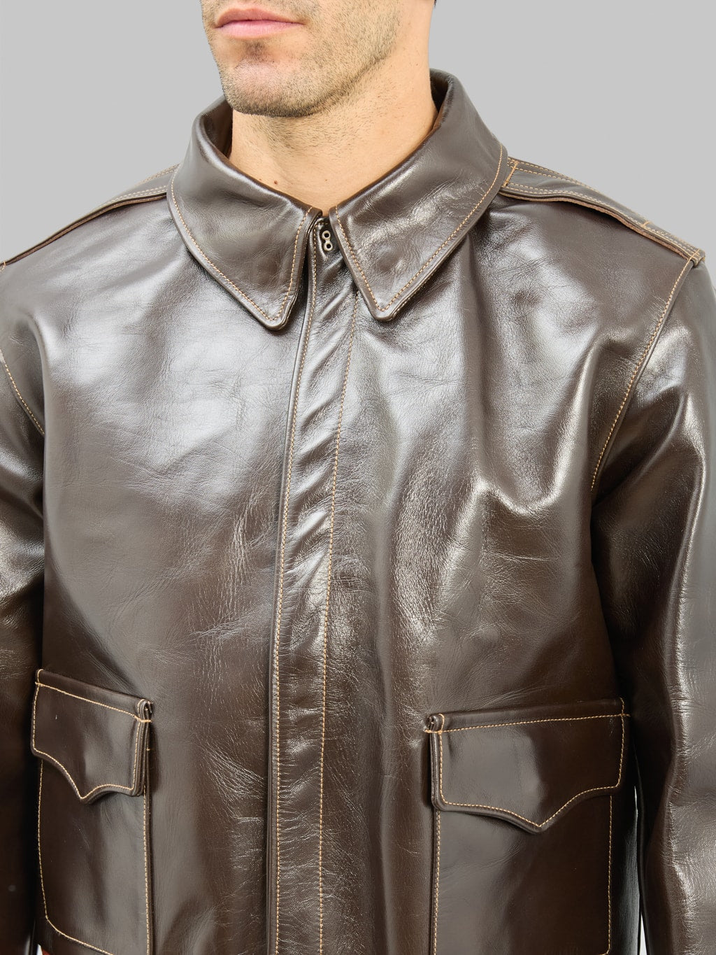 Buzz Ricksons BR80644 Type A2 Horsehide Leather Jacket chest